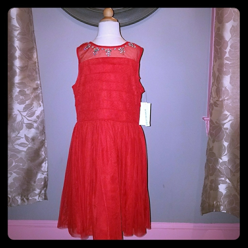 My Michelle girls red tulle dress size 14